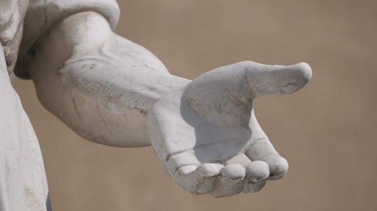 Marble statue's hand