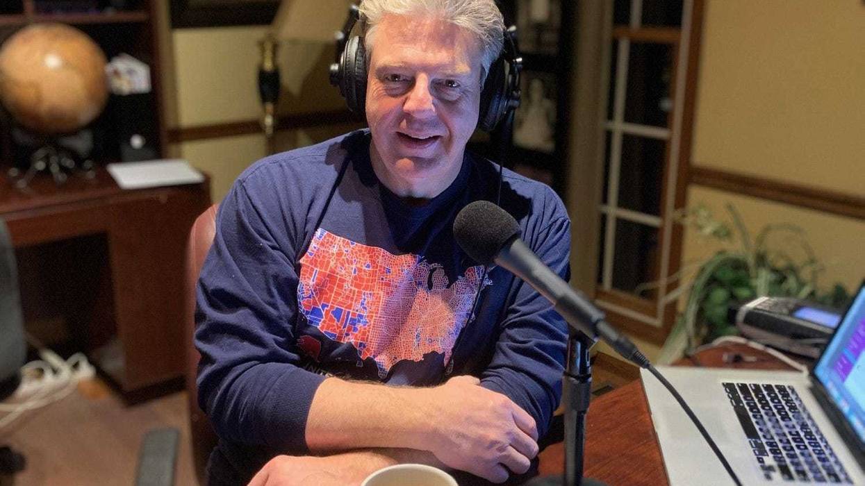 Marc broadcasting from his home office