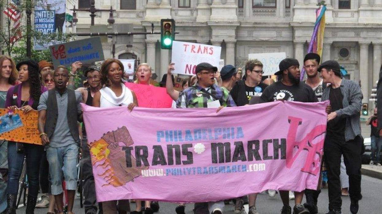 Marchers are shown at the 2015 Philadelphia Trans March.