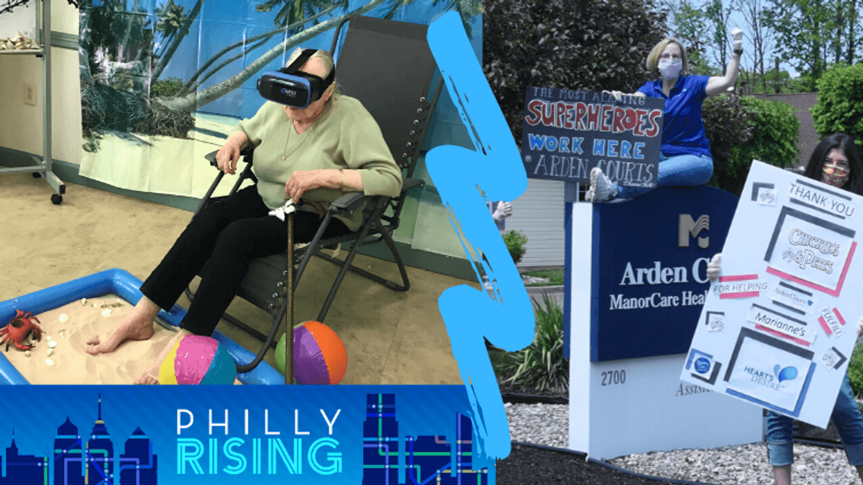 Marianne experiencing the beach at the Arden Courts: Memory Care facility