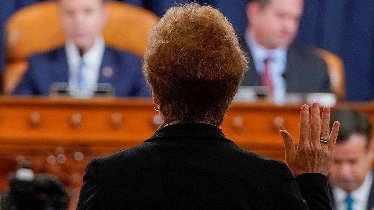 Marie Yovanovitch, former U.S. ambassador to Ukraine, is sworn in before a House Intelligence Committee hearing as part of the impeachment inquiry into U.S. President Donald Trump on Capitol Hill in Washington, U.S., November 15, 2019.
