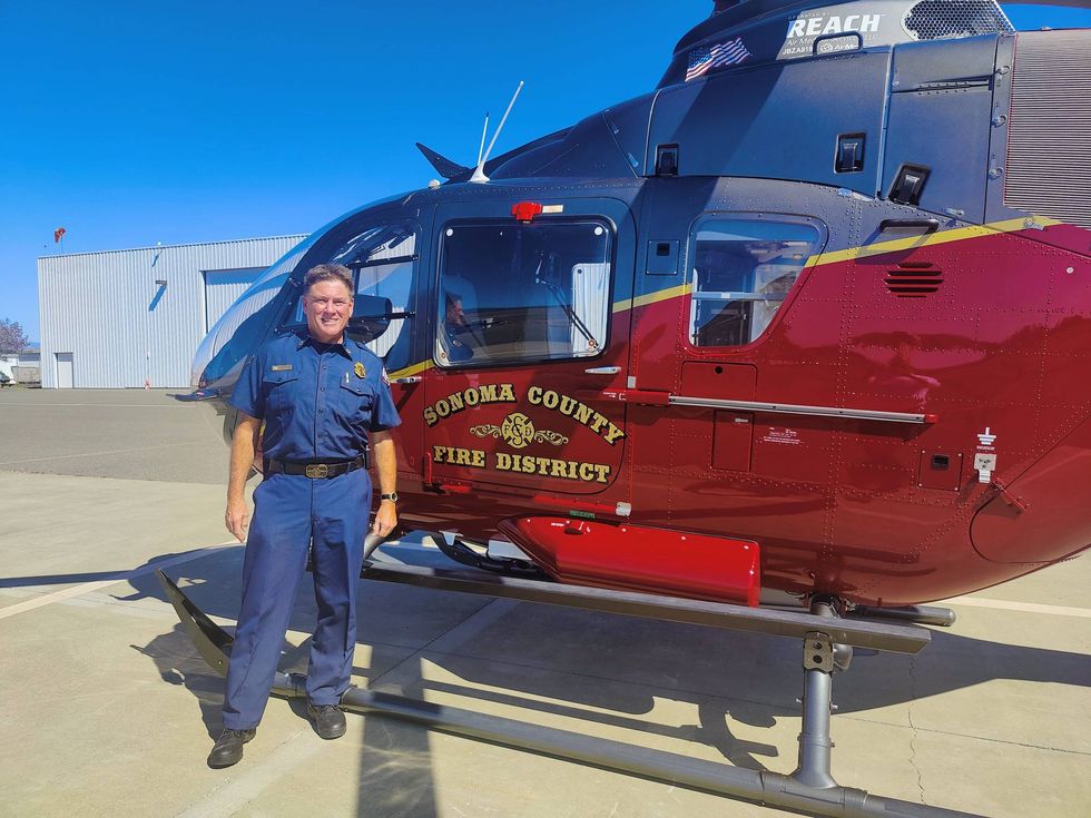 Mark Heine, Fire Chief of the Sonoma County Fire District, in front of the county