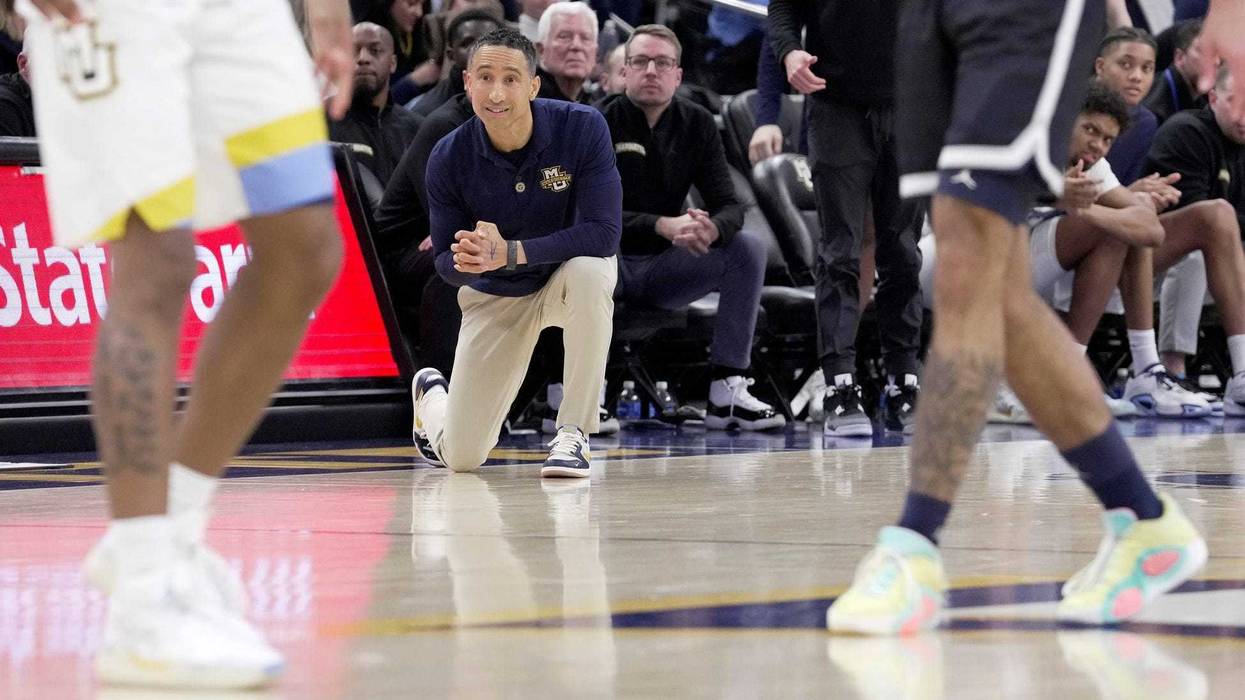 Marquette men's basketball coach Shaka Smart is shown during the second half of their game Tuesday, January 57 2025 at Fiserv Forum in Milwaukee, Wisconsin. Marquette beat Georgetown 74-66.