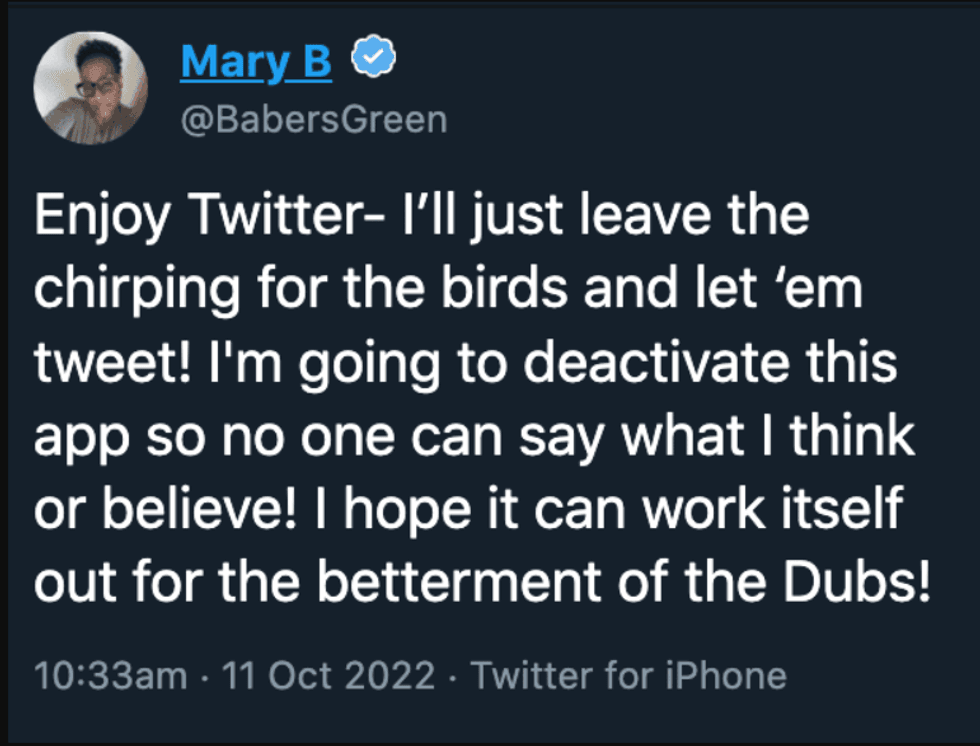 Mary Babers-Green tweet