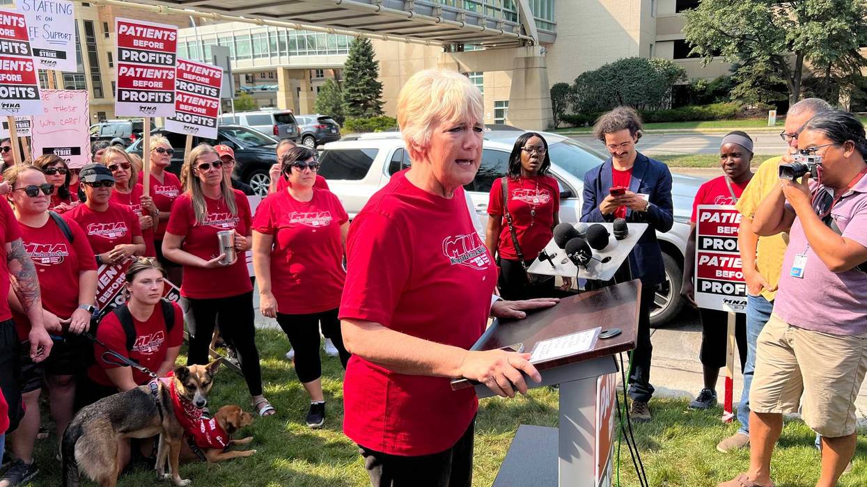 Mary Turned speaking while Minnesota nurses strike for better benefits and a new contract.