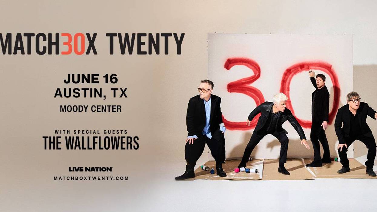Matchbox Twenty tour poster: Band poses next to "30" graffiti. June 16, Austin, TX. The Wallflowers.