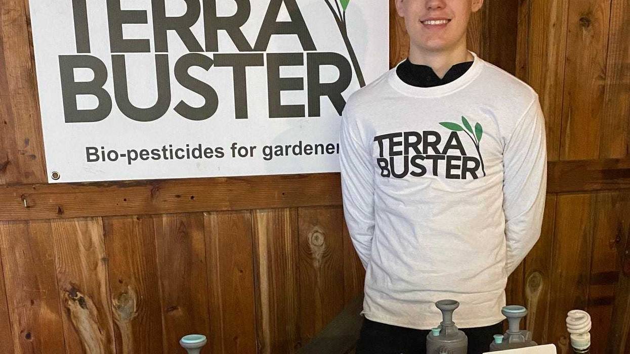 Matias Habib standing with his product