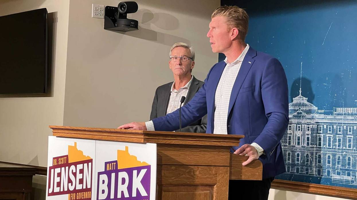 Matt Birk and Scott Jensen speaking on Monday morning.