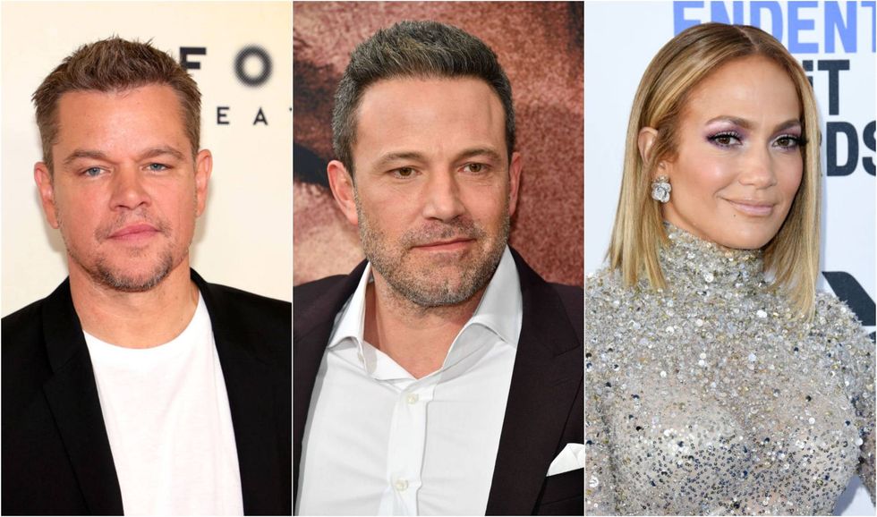 Matt Damon joins Ben Affleck and Jennifer Lopez for a stroll on the beach