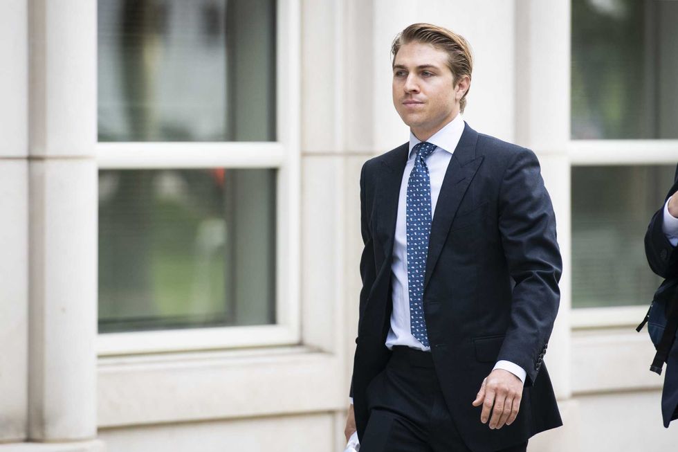 Matthew Grimes, managing director and chief investment officer of Falcon Peak Partners, arrives at criminal court in New York, U.S., on Monday, July 26, 2021. Colony Capital founder Tom Barrack Jr. and U.S. prosecutors have reached agreement on a bail package that will allow him to be freed ahead of a trial on charges that he illegally lobbied the government on behalf of the United Arab Emirates, according to people familiar with the case.