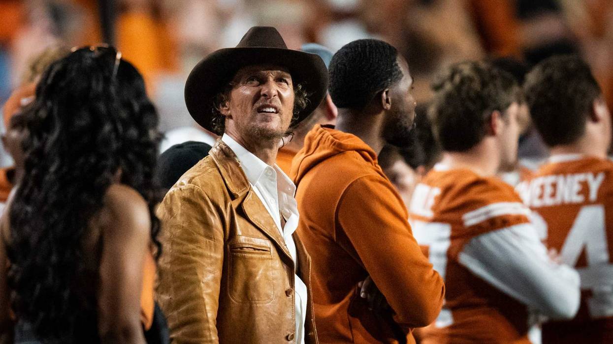 Matthew McConaughey watches the first quarter of the Longhorns' game against the Georgia Bulldogs at Darrell K. Royal Texas Memorial Stadium in Austin, Oct. 19, 2024.
