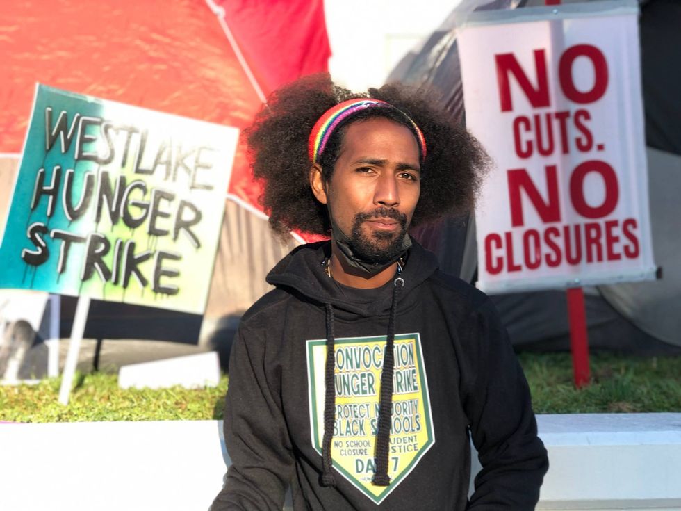 Maurice Andrew San-Chez and another teacher are holding a hunger strike in protest over OUSD