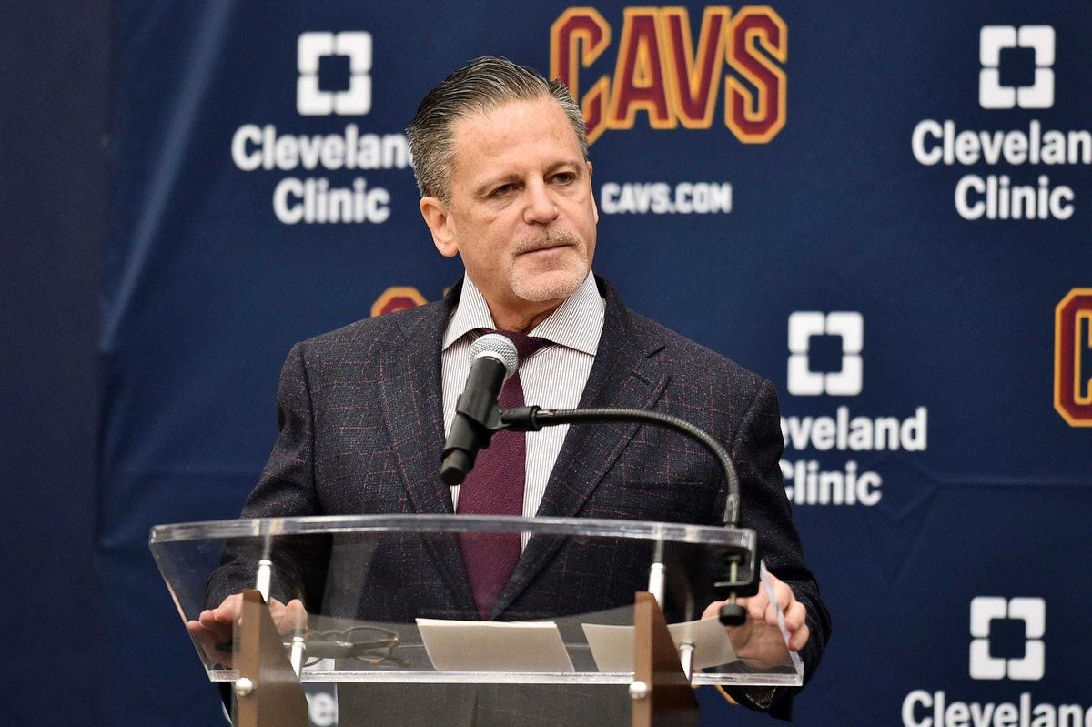 May 21, 2019; Cleveland, OH, USA; Cleveland Cavaliers owner Dan Gilbert speaks at a press conference introducing John Beilein as the head coach of the team at Cleveland Clinic Courts. Mandatory Credit: Ken Blaze-USA TODAY Sports