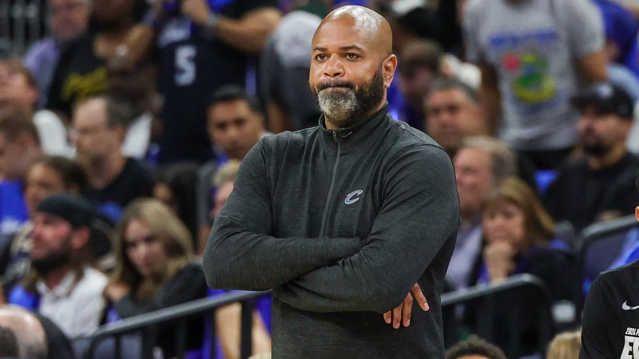 May 3, 2024; Orlando, Florida, USA; Cleveland Cavaliers head coach JB Bickerstaff looks on against the Orlando Magic during the second quarter of game six of the first round for the 2024 NBA playoffs at Kia Center.