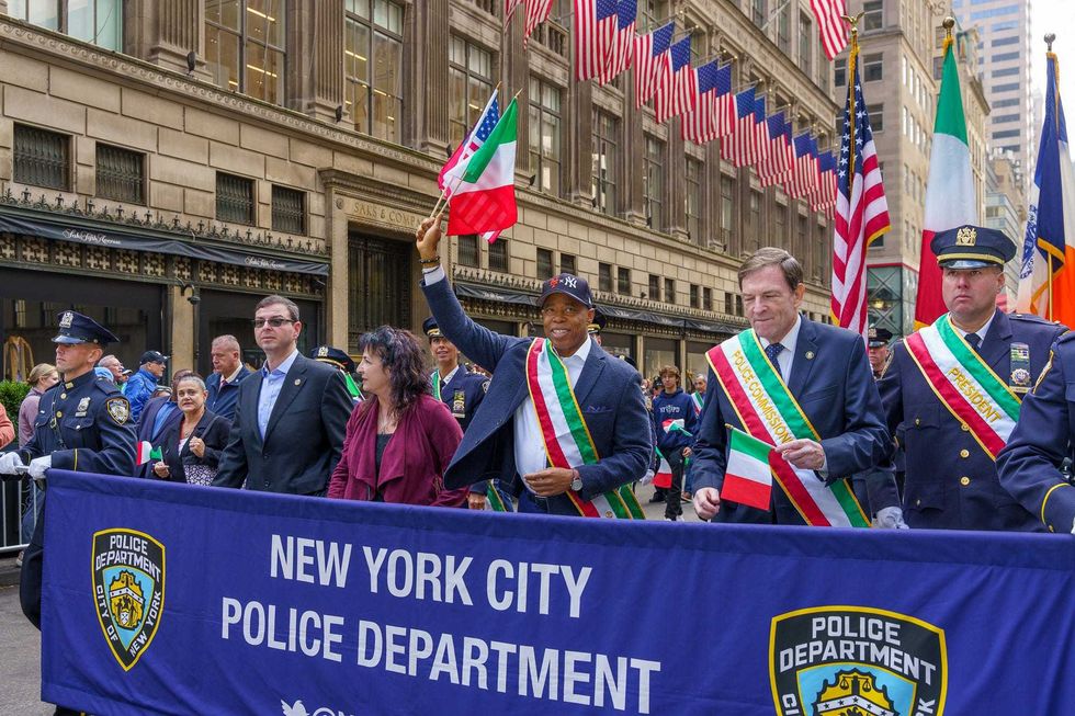 Mayor Adams marches in the Columbus Day Parade on Oct. 14, 2024