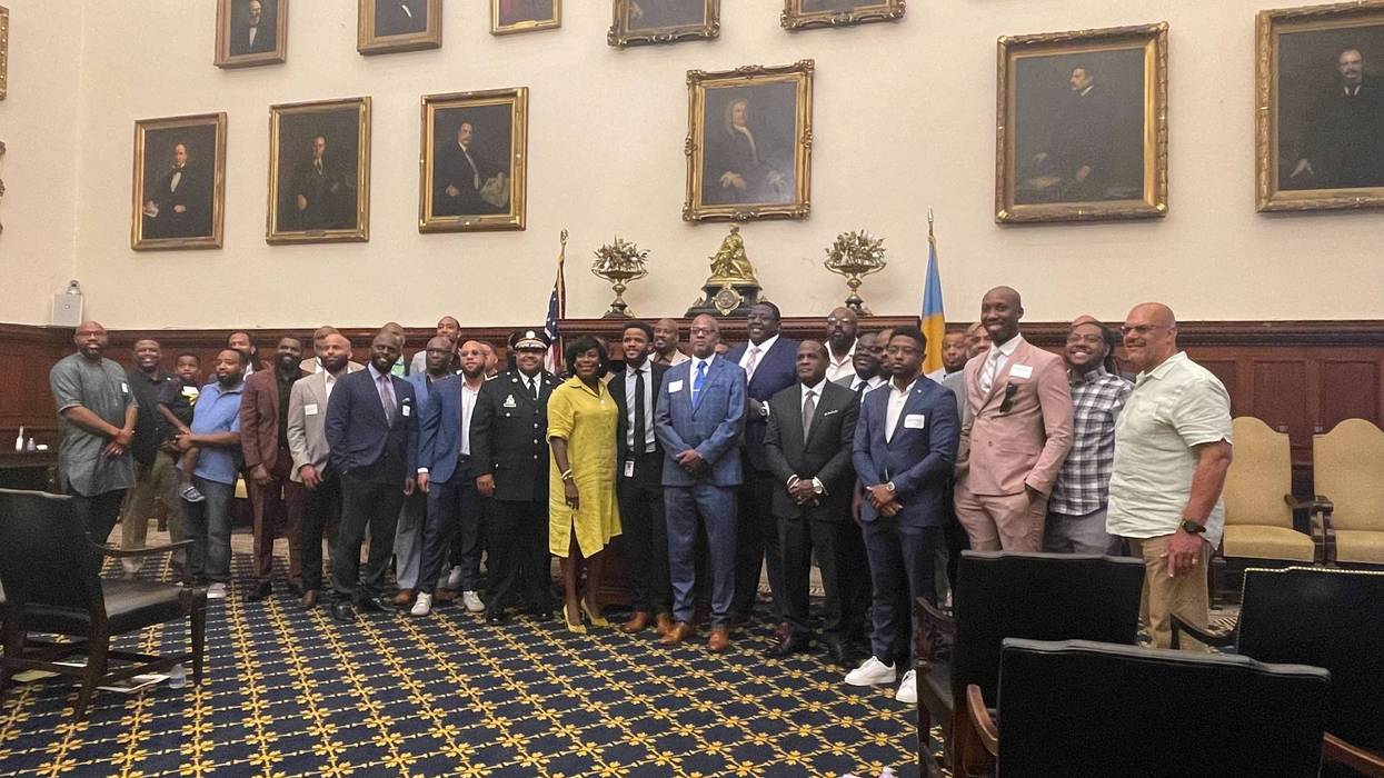 Mayor Cherelle Parker (center) appoints new leaders to her office’s Commission on African American Males.