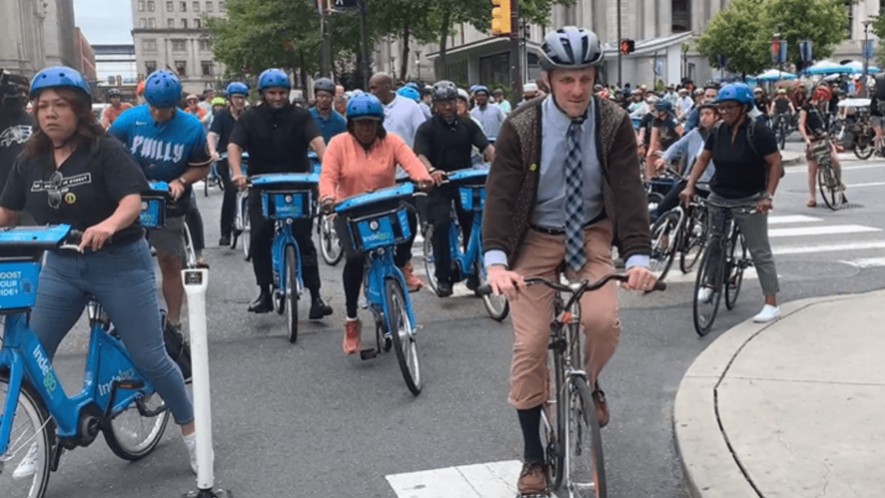 Mayor Cherelle Parker joins the Greater Philadelphia Bike Coalition on Friday, Aug. 30, 2024.