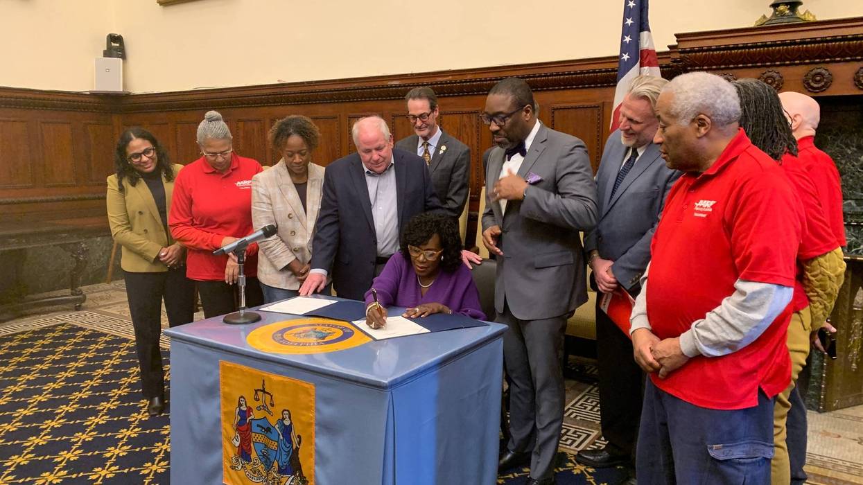 Mayor Cherelle Parker signs Retirement Savings Board bill inside City Hall
