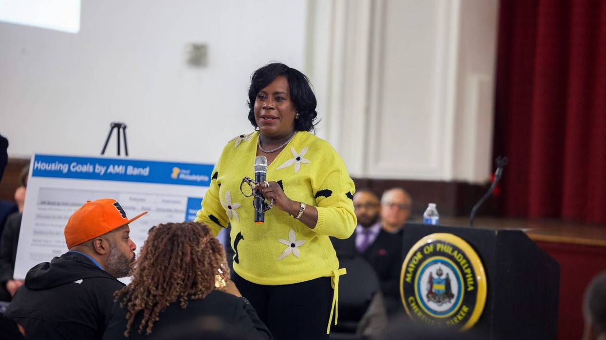 Mayor Cherelle Parker speaks at housing meeting