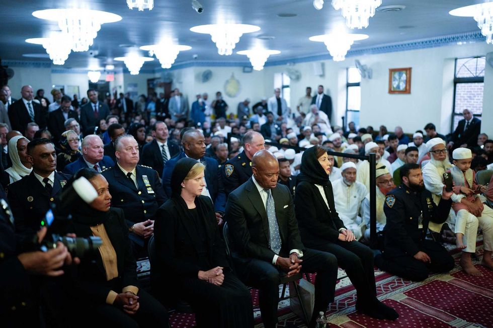 Mayor Eric Adams and Gov. Kathy Hochul attend the funeral on Thursday, along with police officials