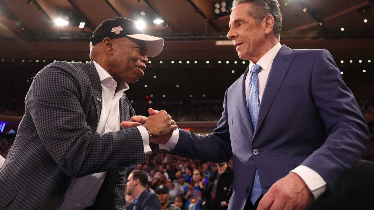 Mayor Eric Adams and mayoral candidate Andrew Cuomo at Madison Square Garden in New York on Oct. 22