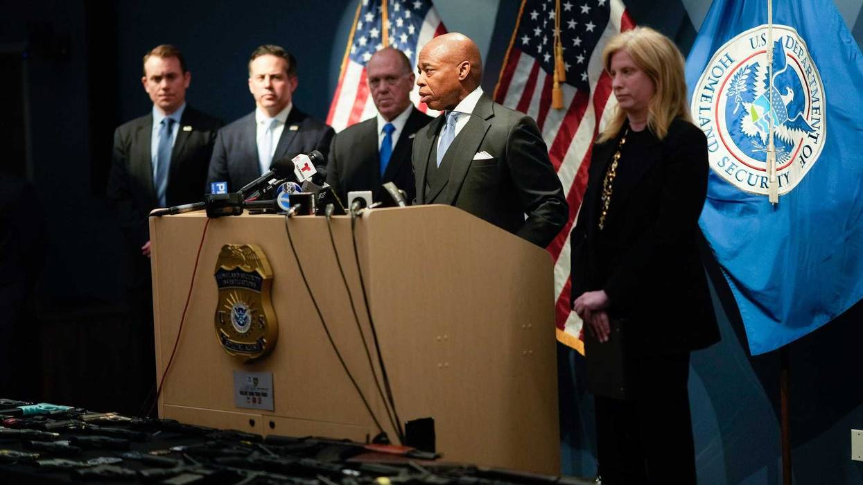 Mayor Eric Adams and NYPD Commissioner Jessica S. Tisch joined Homeland Security investigators for a press conference on April 22, 2025\