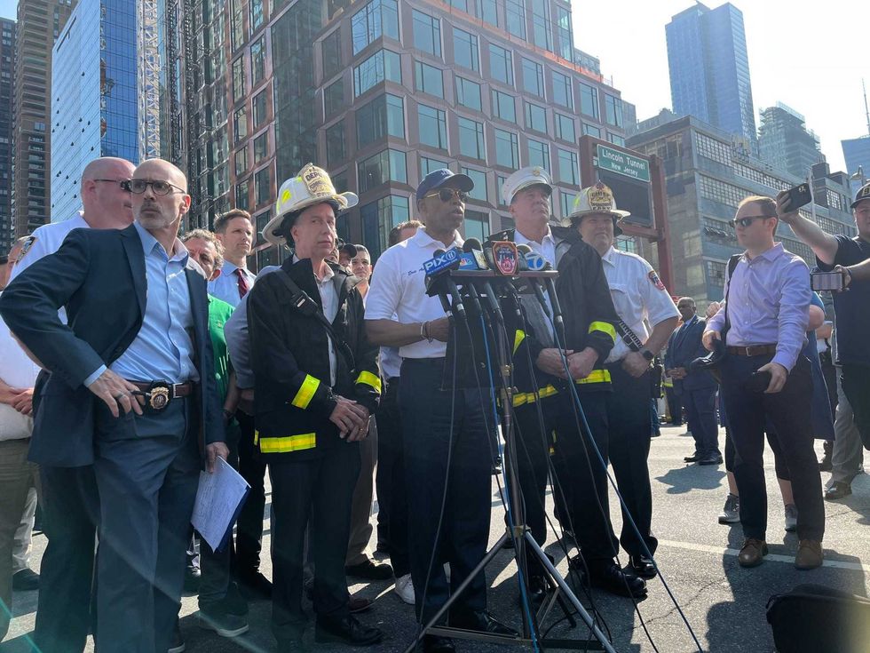 Mayor Eric Adams and other officials held a news conference near the scene at 9:15 a.m