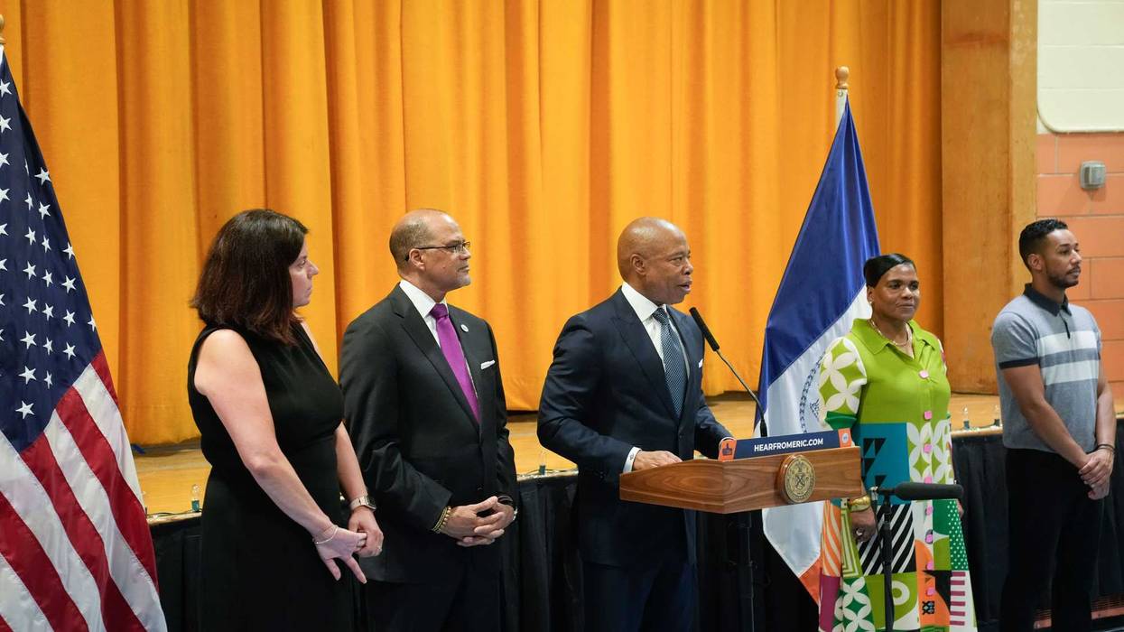 Mayor Eric Adams and School Chancellor David Banks announce the introduction of mindful breathing practices to all New York City Public Schools at P.S. 5 in Bed-Stuy on June 27, 2023.