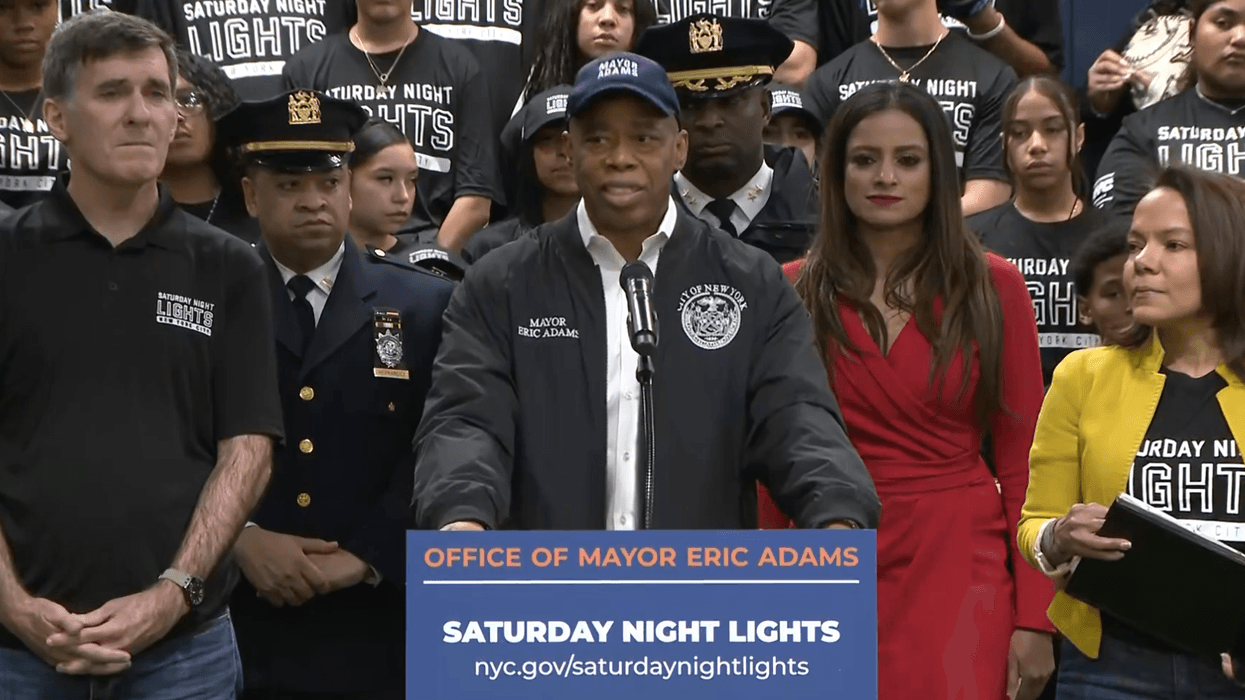 Mayor Eric Adams announces the opening of a year-round, free youth indoor baseball center in Washington Heights on Dec. 14, 2024.