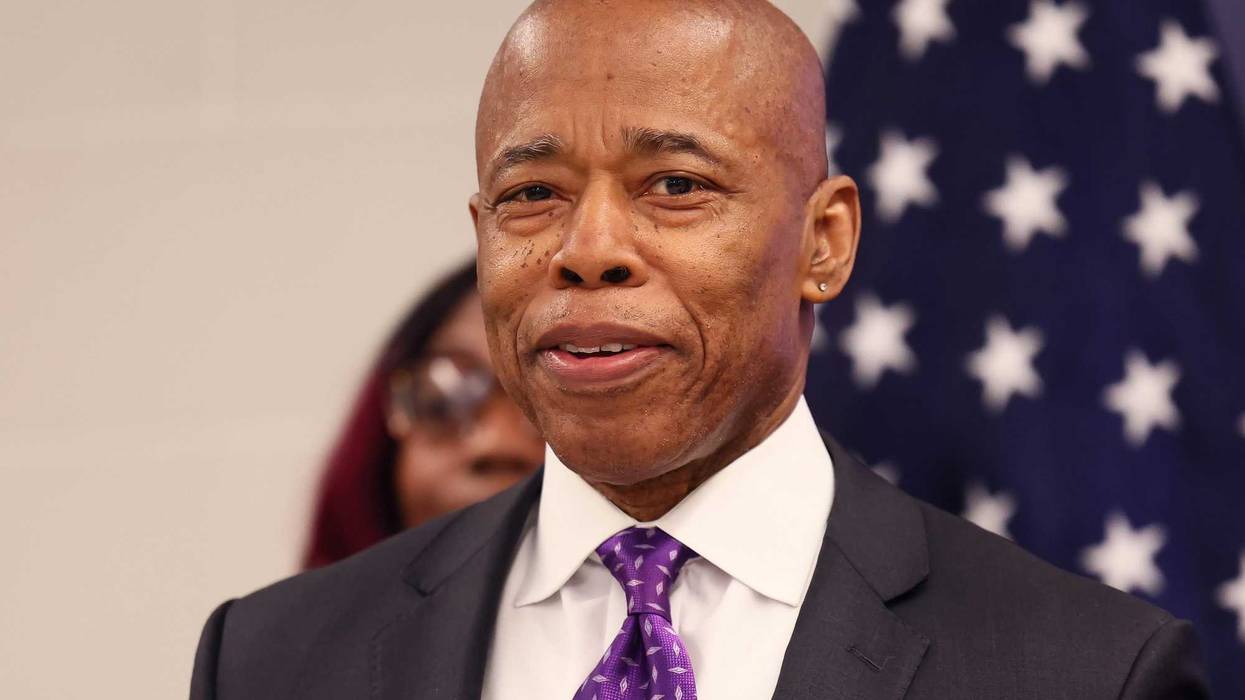 Mayor Eric Adams arrives for a press conference at NYPD's 40th Precinct on February 20, 2025