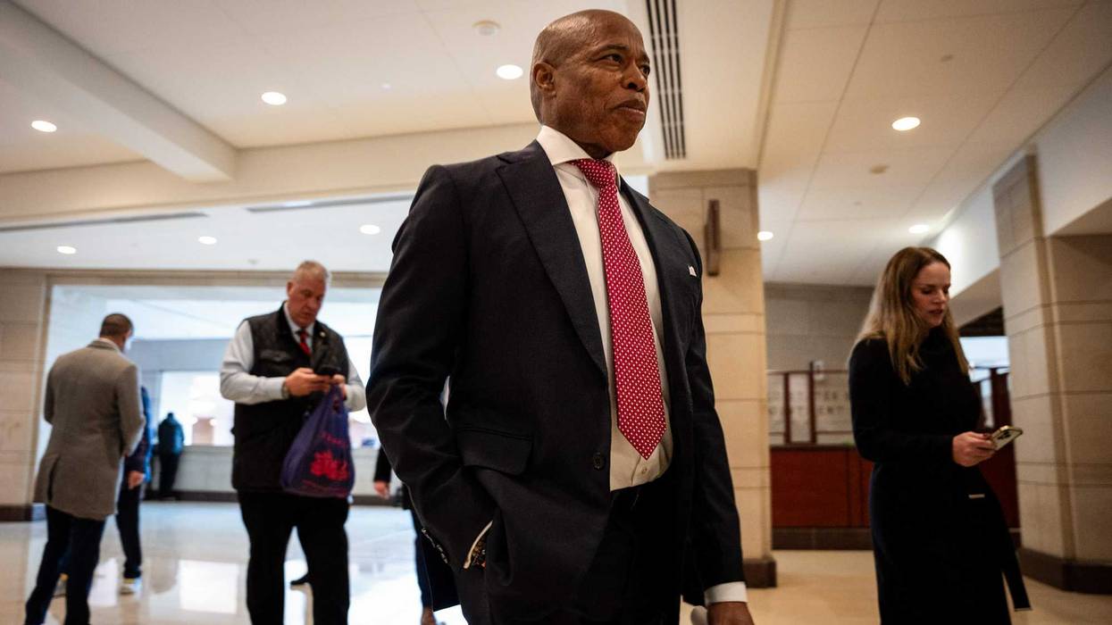 Mayor Eric Adams departs Emancipation Hall during the inauguration of President Donald Trump on January 20, 2025 in Washington, D.C