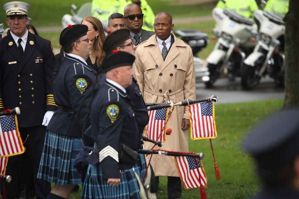Mayor Eric Adams joins hundreds of firefighters, EMS workers and other first responders for the funeral in Brookville