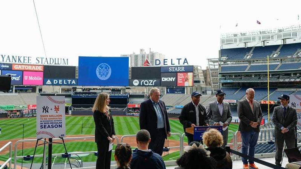 Mayor Eric Adams makes baseball- and economic impact–related announcement at Yankee Stadium on Wednesday, March 26, 2025.