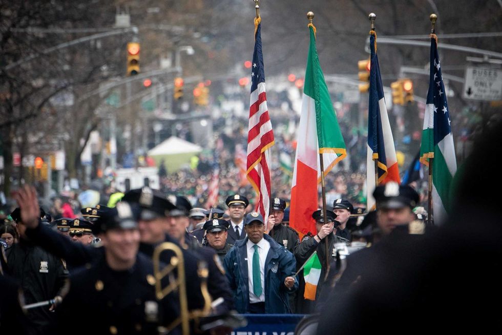 Mayor Eric Adams marches in St. Patrick