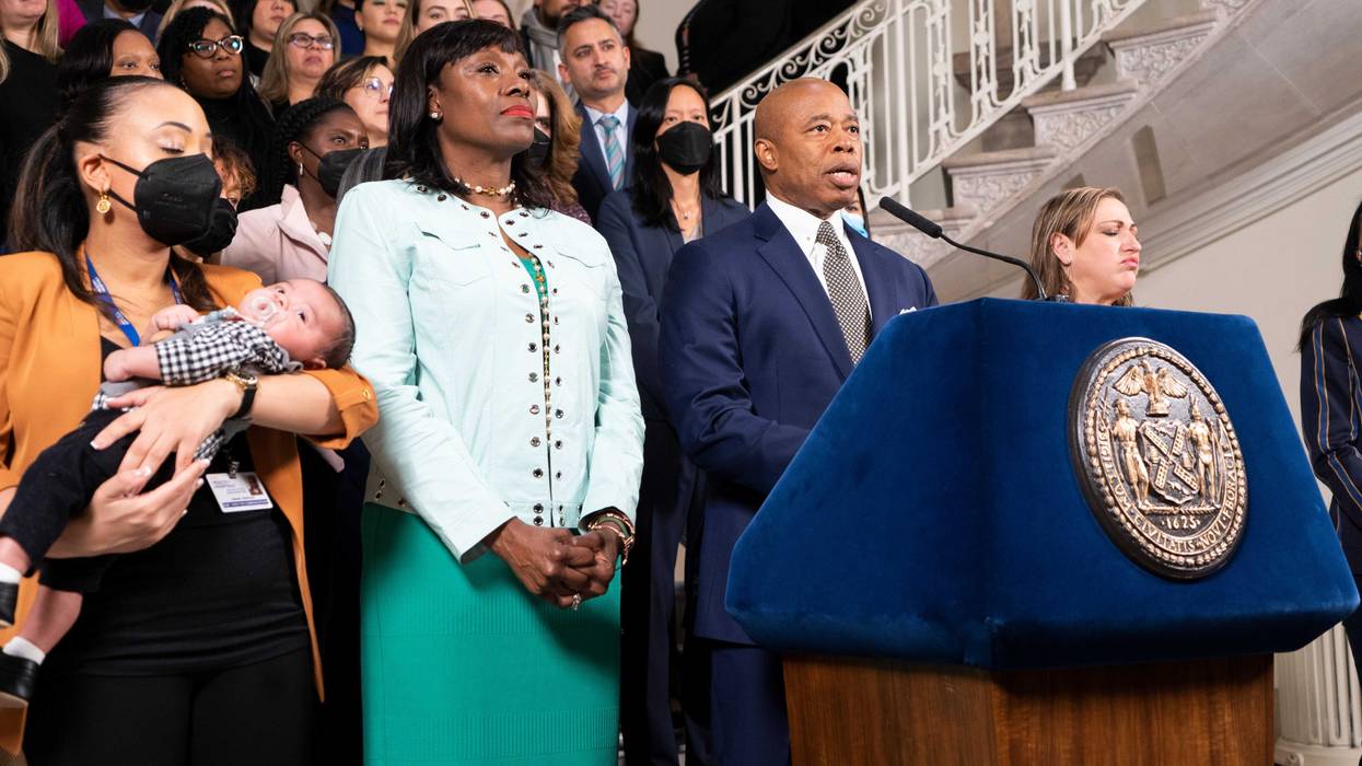 Mayor Eric Adams outlines plans to create a model for the future of women's health care in New York City. City Hall, Tuesday.