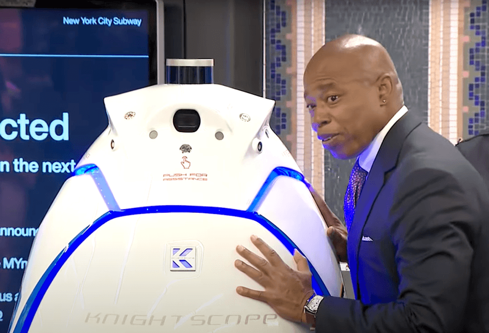 Mayor Eric Adams poses with the K5 during its September launch
