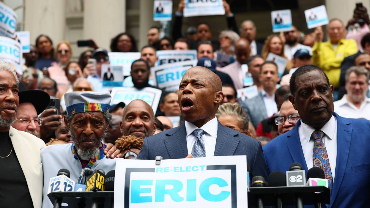 Mayor Eric Adams speaks during a press conference at City Hall on June 26, 2025 in New York City
