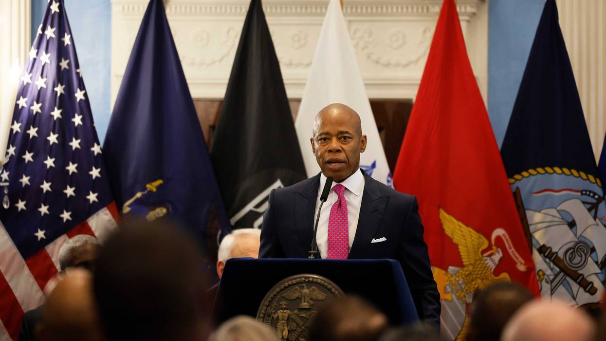 Mayor Eric Adams speaks during a Veteran's Day breakfast celebration at Gracie Mansion on November 09, 2023 in New York City.