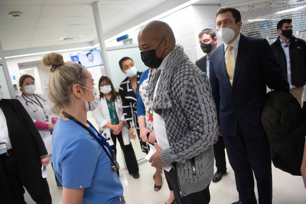 Mayor Eric Adams visits Coney Island Hospital on Sunday