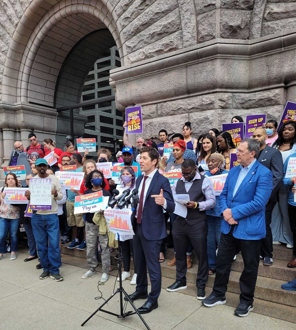 Mayor Frey led the group in a workers