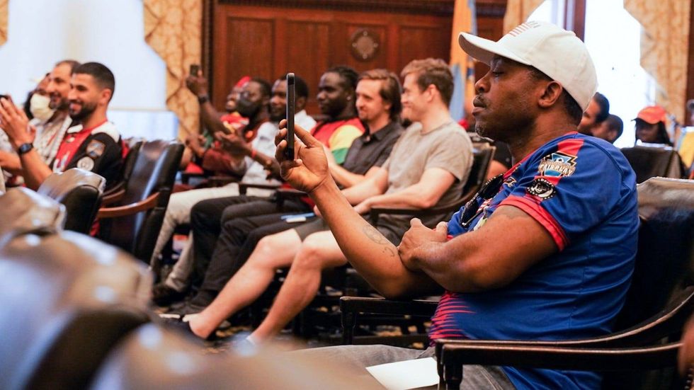 Mayor Jim Kenney drew teams for the opening rounds on Wednesday