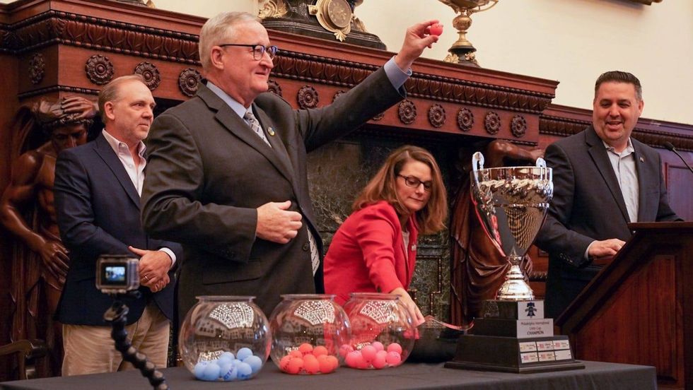 Mayor Jim Kenney drew teams for the opening rounds on Wednesday.