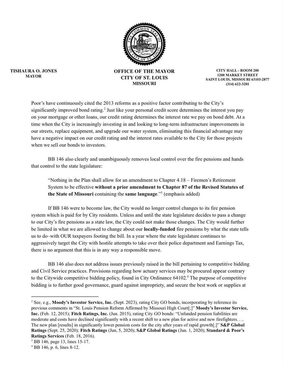 Mayor Jones February 6th letter to the Board of Aldermen Page 2