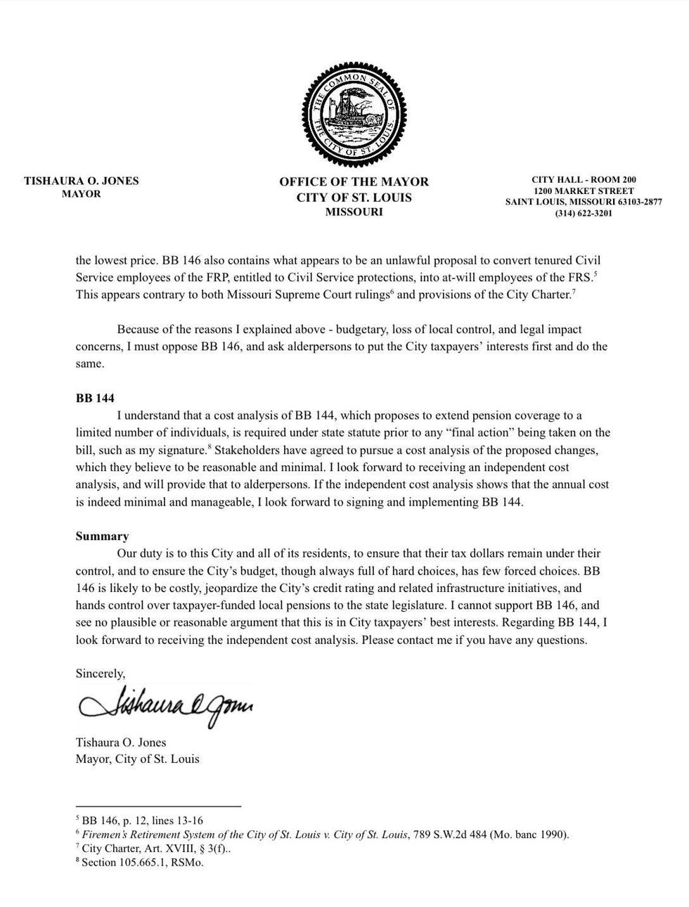 Mayor Jones February 6th letter to the Board of Aldermen Page 3