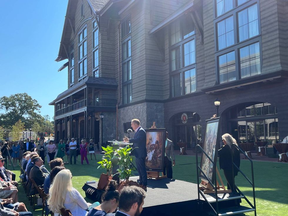 Mayor Knox White speaks at the Grand Opening ceremony