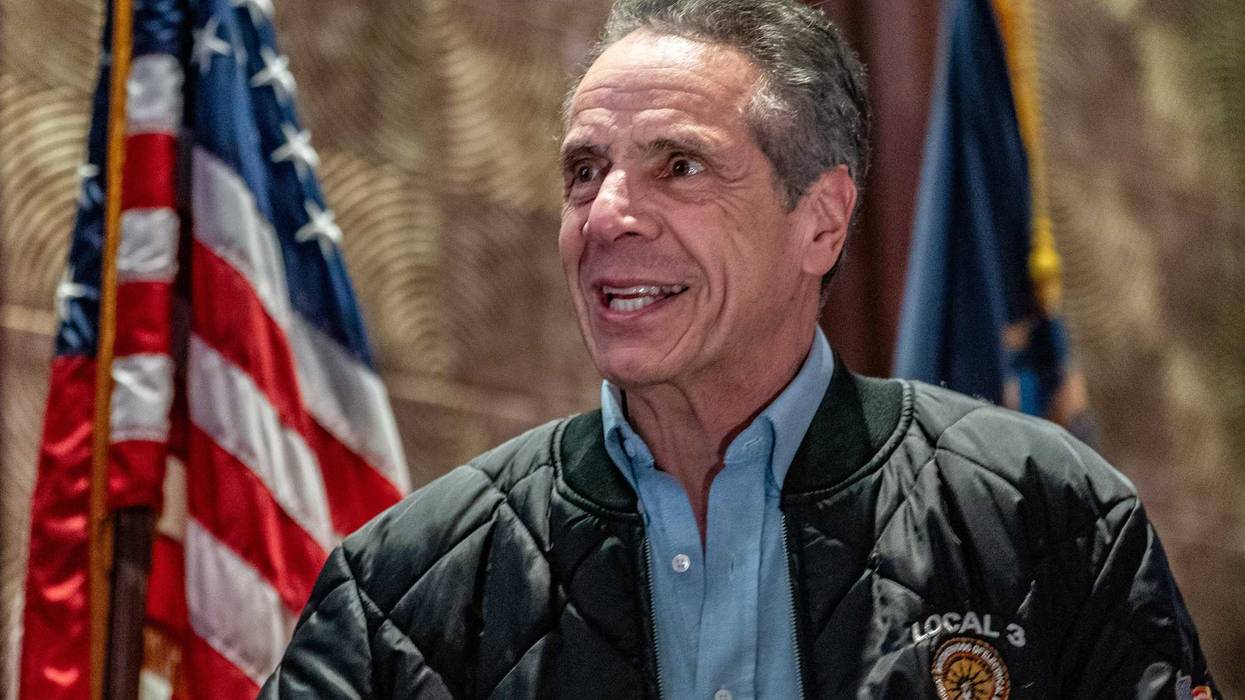 Mayoral candidate Andrew Cuomo speaks at the Electoral Contractors of New York / Local Union #3 pensioners reunion luncheon on March 10, 2025