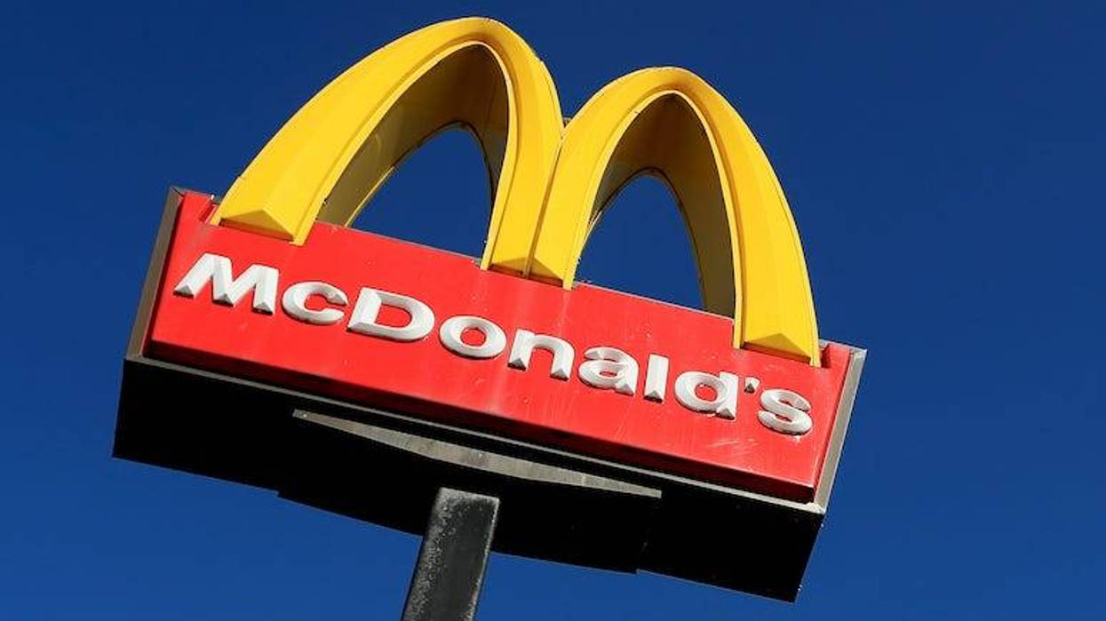 McDonald's sign against blue sky