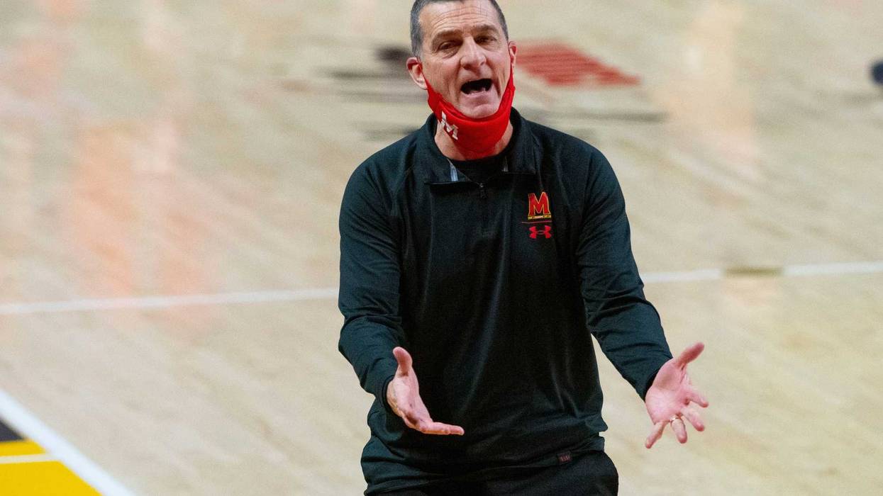 MD coach Mark Turgeon reacts during the Terps' 66-61 loss to Penn State.