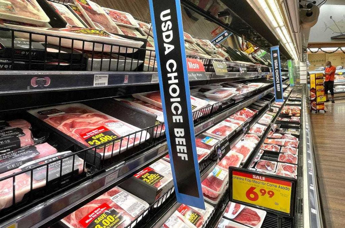 meat cooler at a grocery store