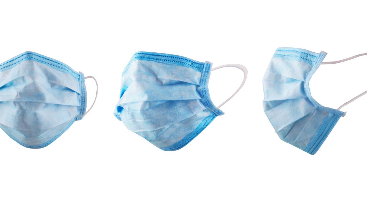 Medical protective masks isolated on a white background